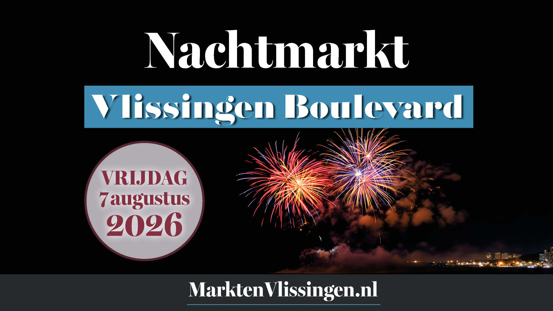 Nachtmarkt met vuurwerk